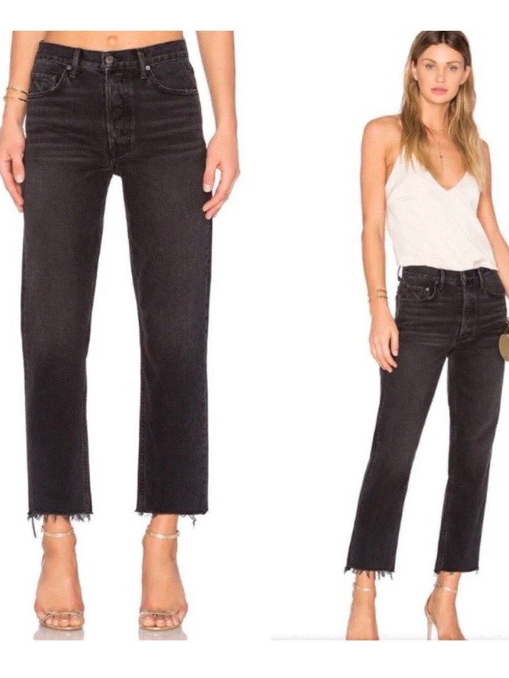 GRLFRND Helena Black Jeans Highrise Straight Size 27 button fly